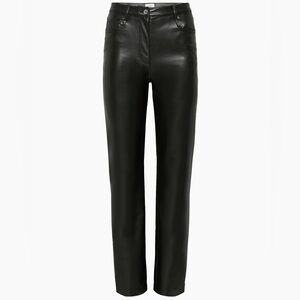 Aritzia Wilfred black faux leather Melina straight leg pants